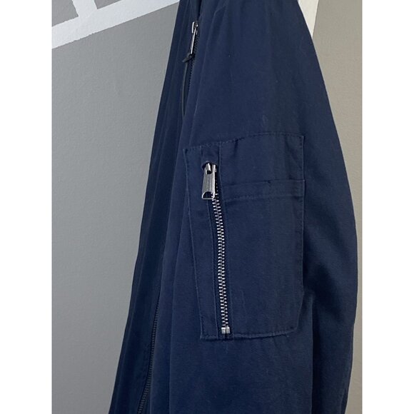 Lucky Brand Cotton Sherpa Lined Bomber Jacket Men’s L Full Zip Navy Blue - Picture 3 of 16